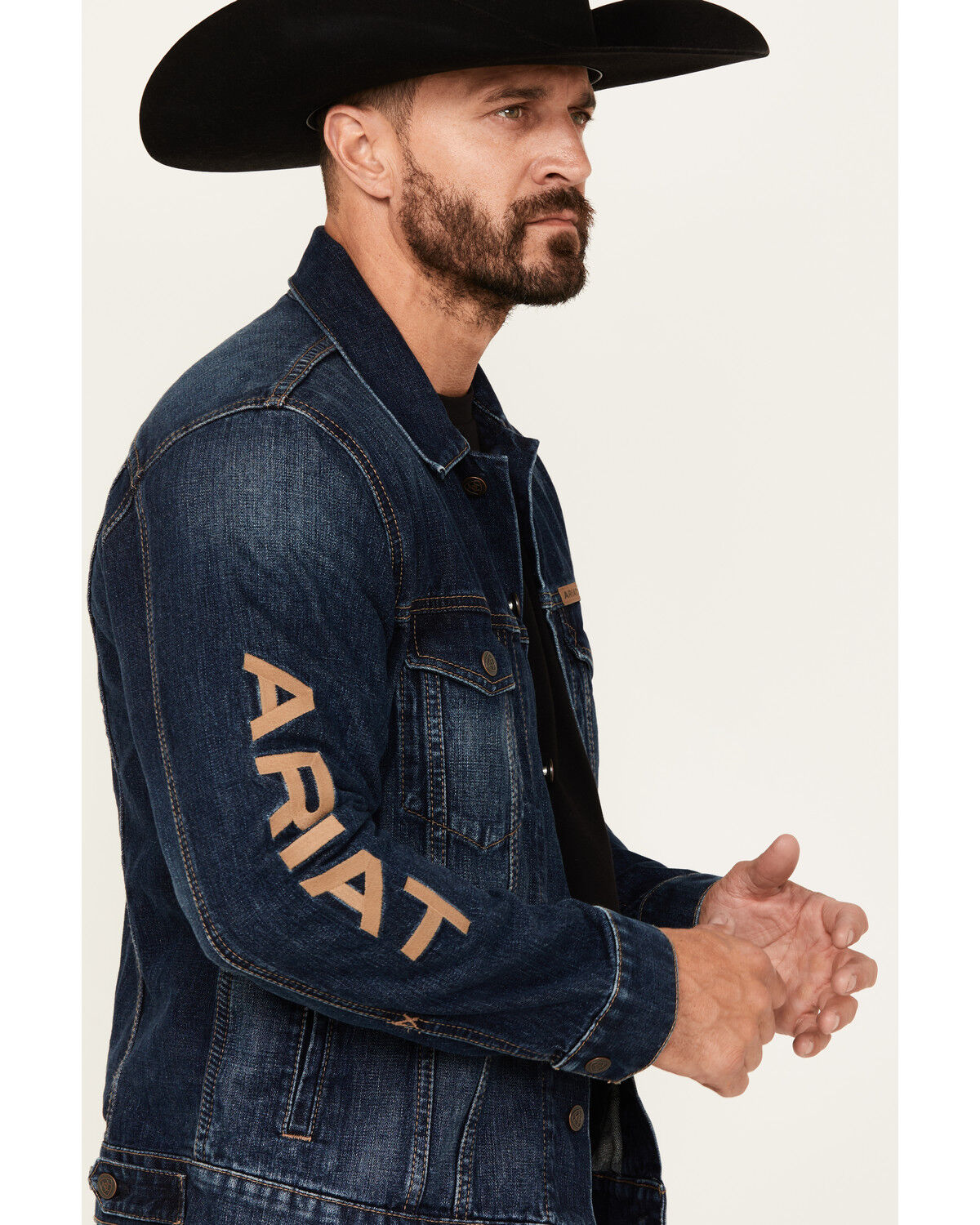 Image #2 - Ariat Men's Richford Team Denim Trucker Jacket, Dark Wash, hi-res