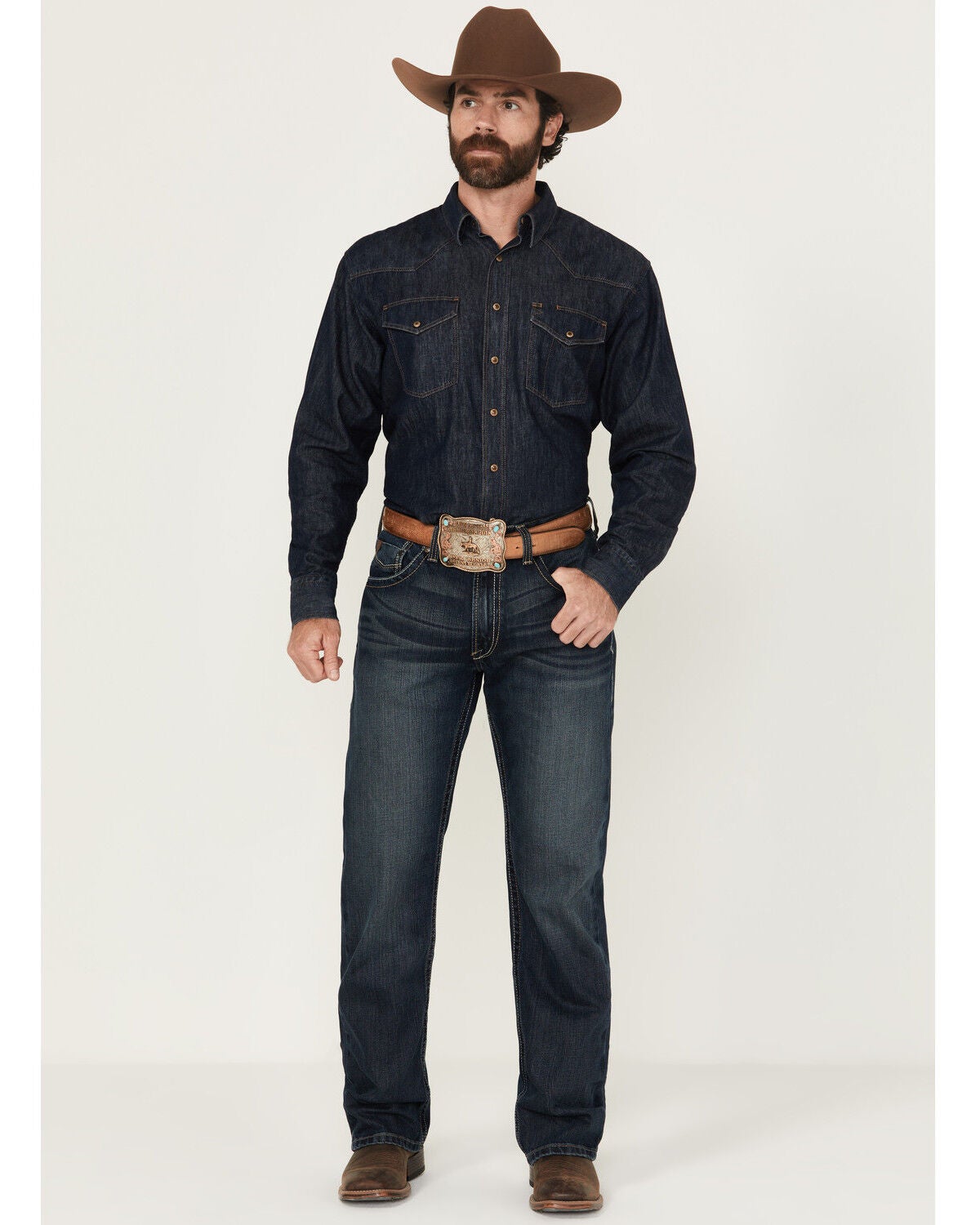 Image #1 - Ariat Men's Deadrun M5 Arrowhead Straight Denim Jeans, Denim, hi-res
