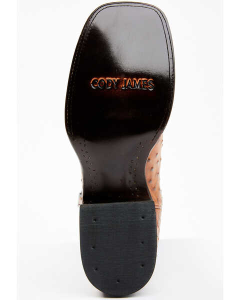 Image #7 - Cody James Men's Full Quill Cognac Ostrich Exotic Western Boots - Broad Square Toe , Black, hi-res