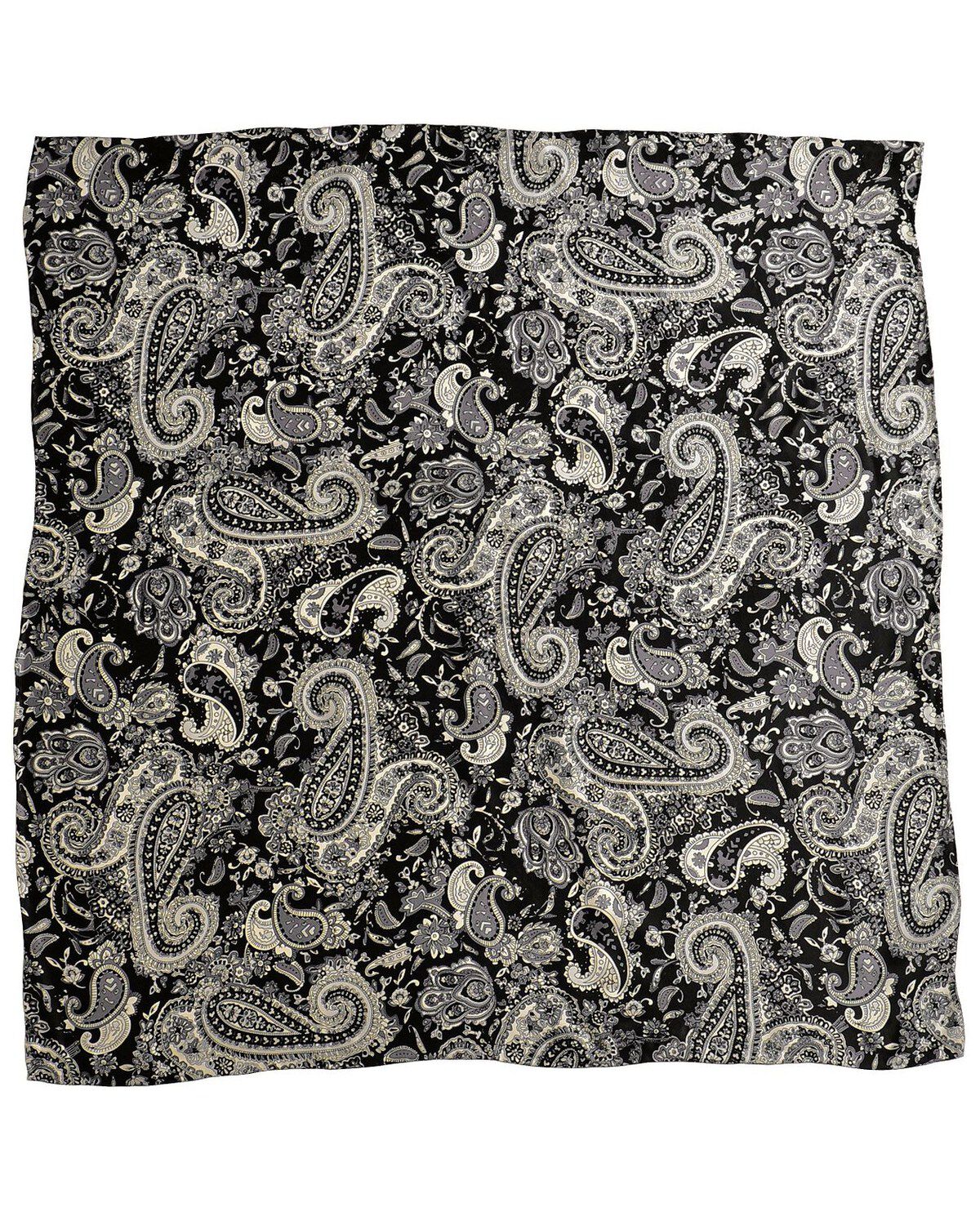 Image #2 - Black Paisley Silk Wild Rag, Black, hi-res