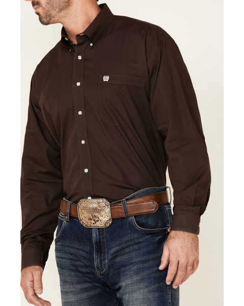 Cinch Men's Solid Brown Button-Down Long Sleeve Western Shirt | Boot Barn