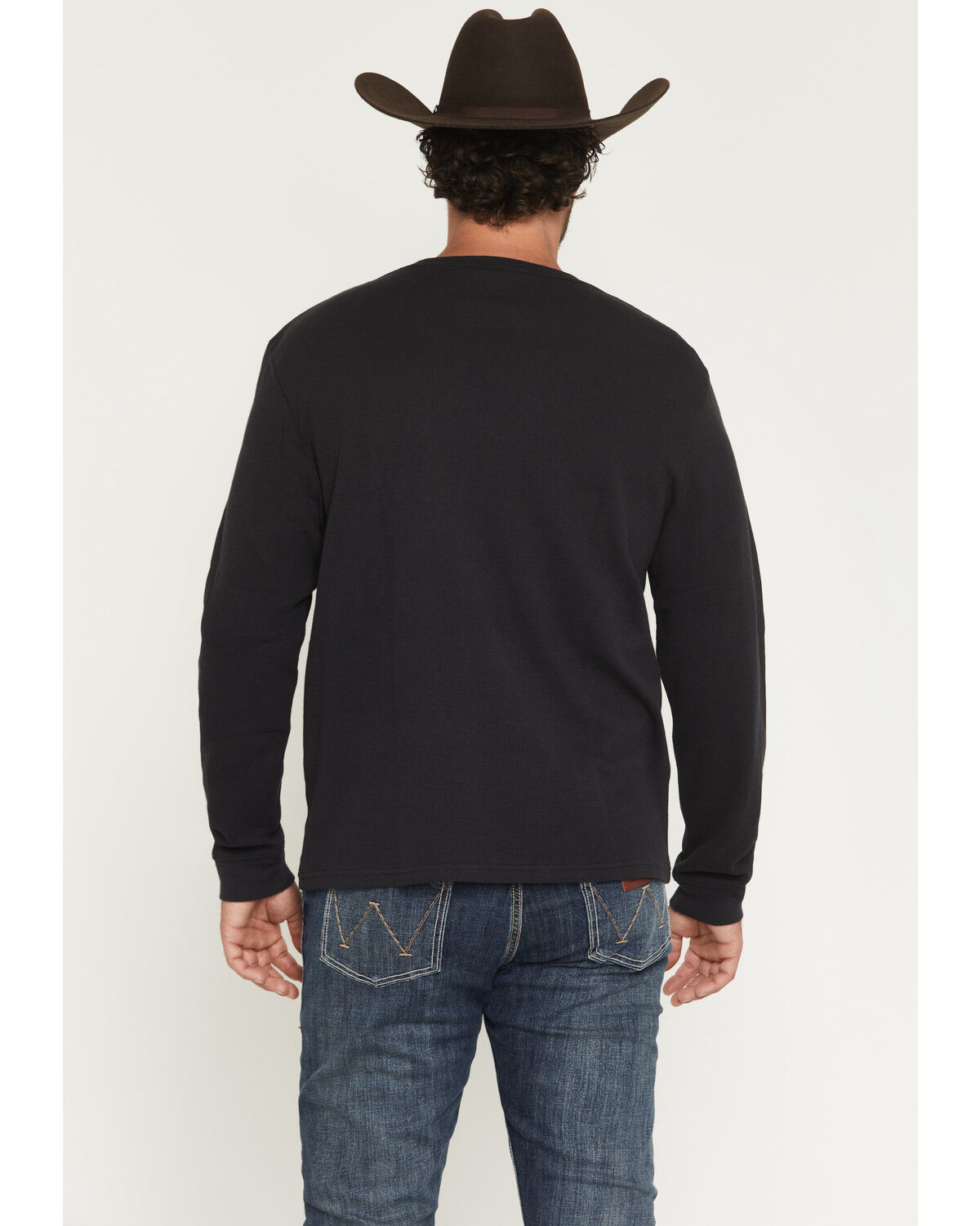 Image #4 - Wrangler Men's Rope Logo Waffle Knit Long Sleeve Shirt, Black, hi-res