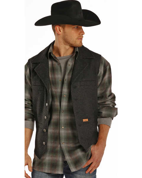 Image #2 - Powder River Outfitters Men's Black Wool Montana Vest , Black, hi-res