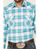 Image #3 - Rough Stock By Panhandle Men's Stretch Ombre Plaid Long Sleeve Pearl Snap Western Shirt, Aqua, hi-res