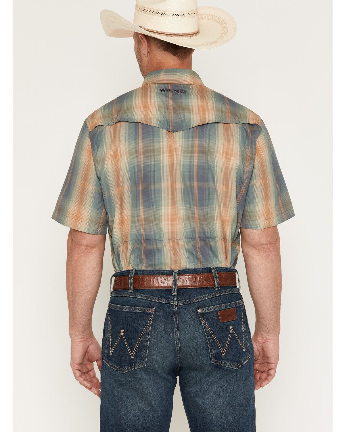 Image #4 - Wrangler Men's ATG Turbulence Plaid Print Short Sleeve Snap Performance Western Shirt - Big, Multi, hi-res