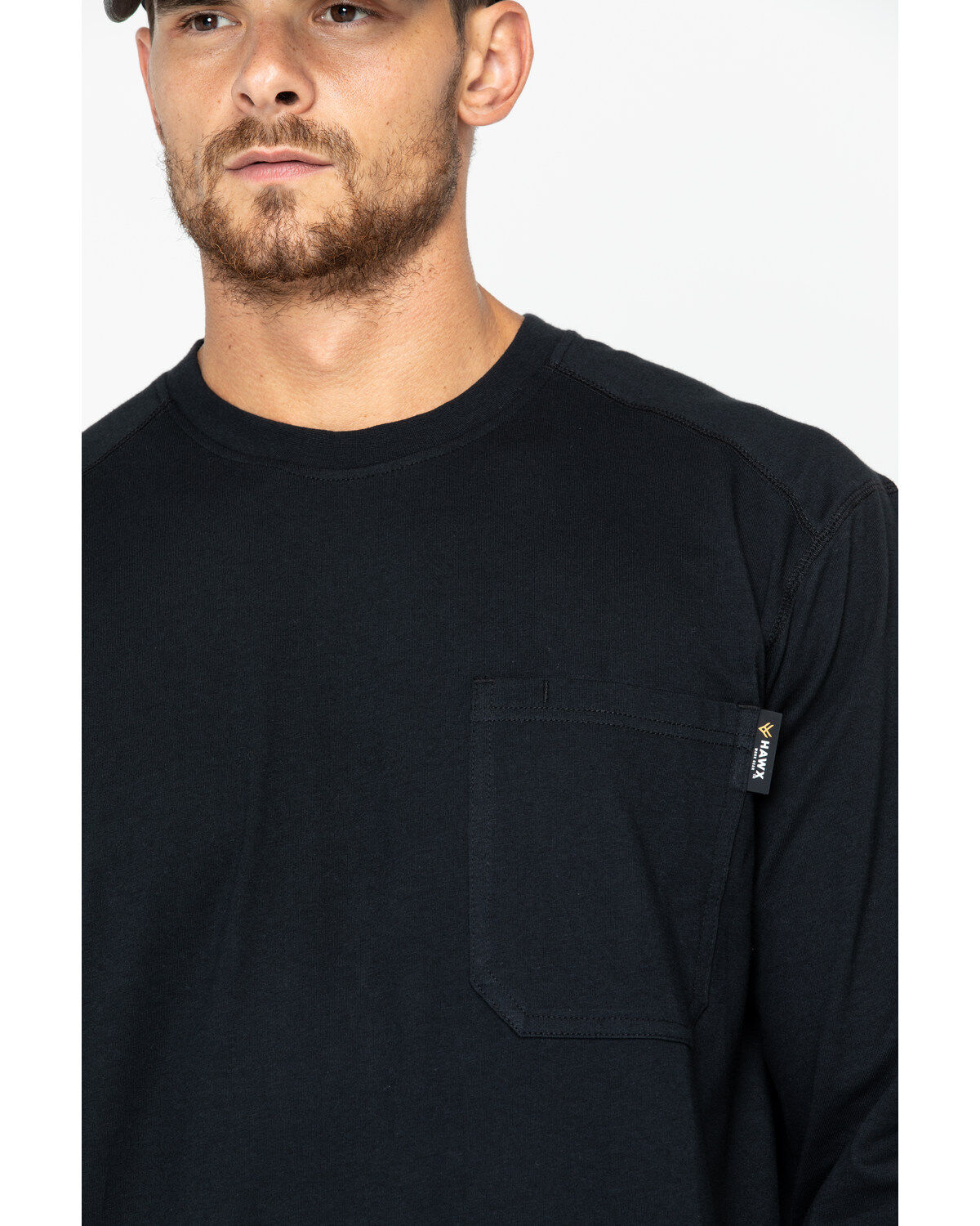 Image #4 - Hawx Men's Black Logo Crew Long Sleeve Work T-Shirt - Big, Black, hi-res
