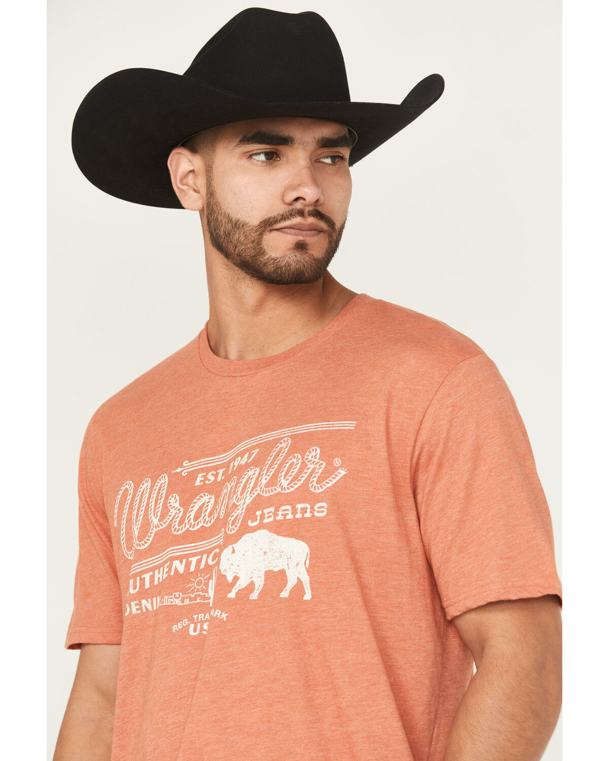 Image #2 - Wrangler Men's Roped Logo Short Sleeve Graphic T-Shirt, Orange, hi-res