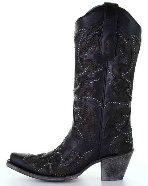 Image #3 - Corral Women's Black Inlay Western Boots - Snip Toe, , hi-res
