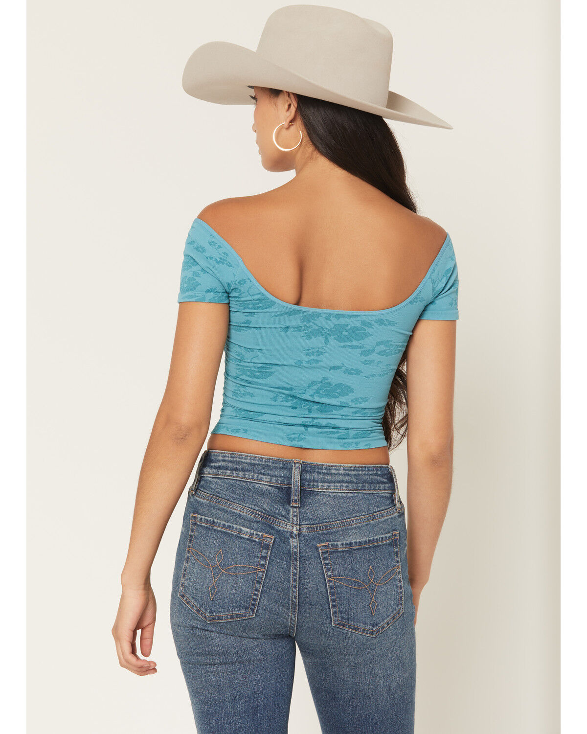 Image #4 - Fornia Women's Ruching Solid Short Sleeve Tee, Blue, hi-res