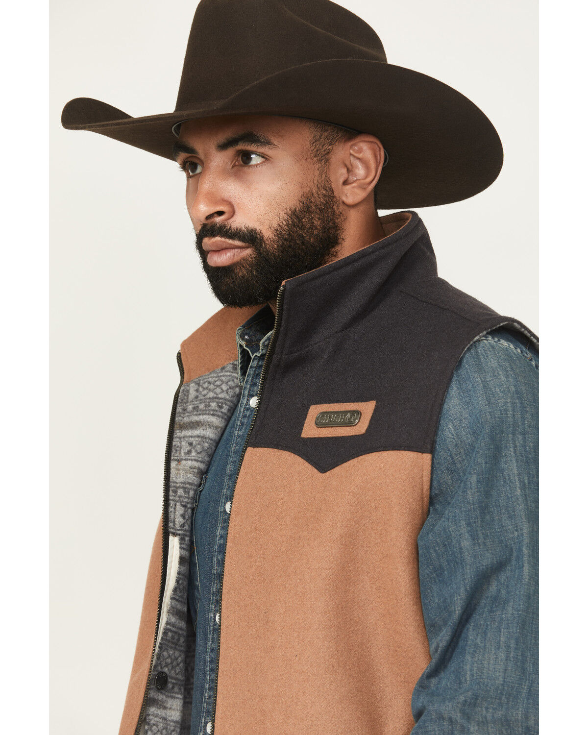 Image #2 - Cinch Men's Wooly Concealed Carry Vest - Big, Brown, hi-res