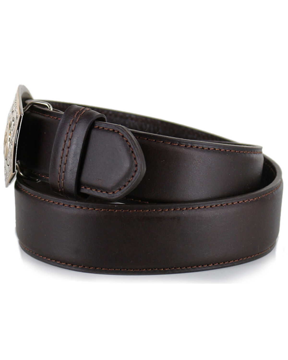 Image #3 - Cody James® Bullet Leather Belt, Brown, hi-res
