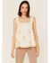 Image #1 - Miss Me Women's Southwestern Embroidered Ruffle Tank Top, Cream, hi-res