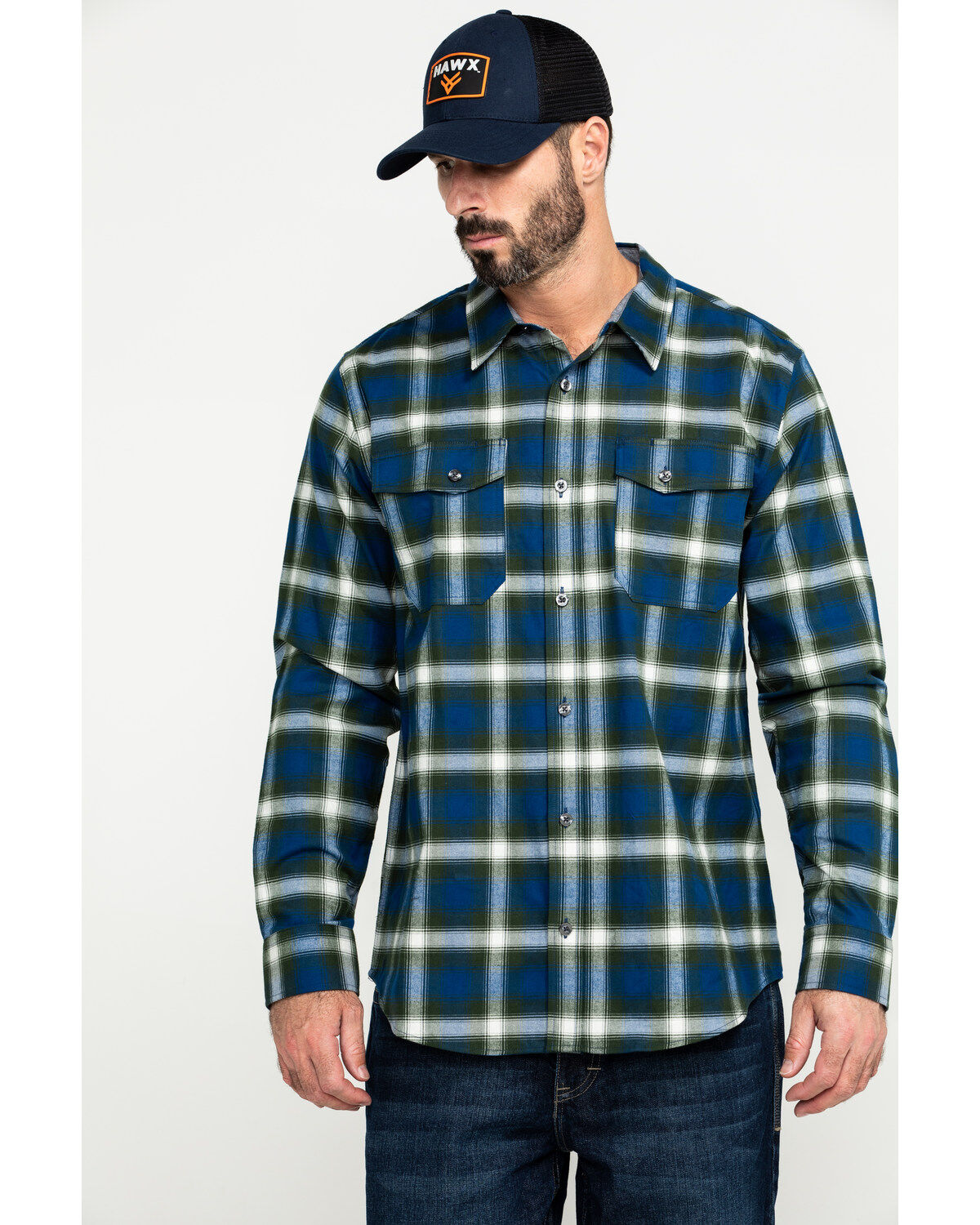 Image #1 -  Hawx Men's Lineman Plaid Stretch Flannel Long Sleeve Work Shirt, , hi-res