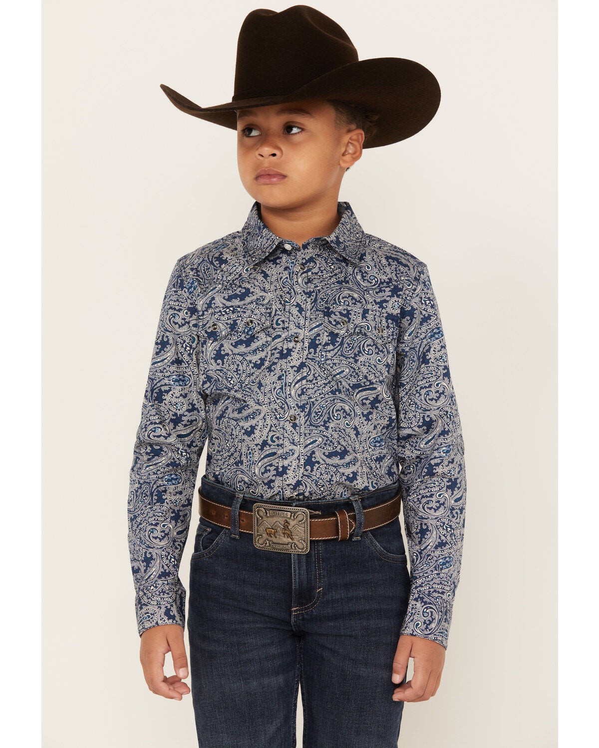 Image #1 - Cody James Boys' Paisley Print Long Sleeve Snap Western Shirt, , hi-res