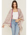 Shyanne Women's Geo Print Fringe Tassel Shawl, Fuchsia, hi-res