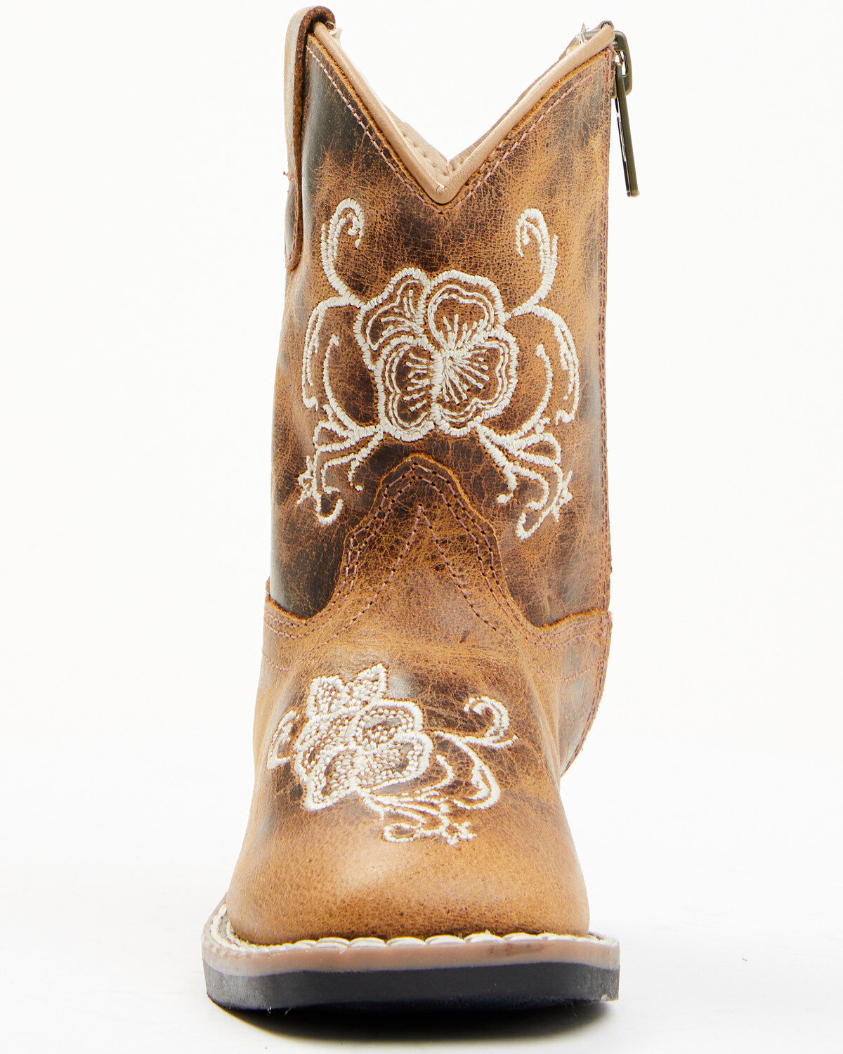 Image #4 - Shyanne Little Girls' Little Bitty Lasy Western Boots - Broad Square Toe, Brown, hi-res