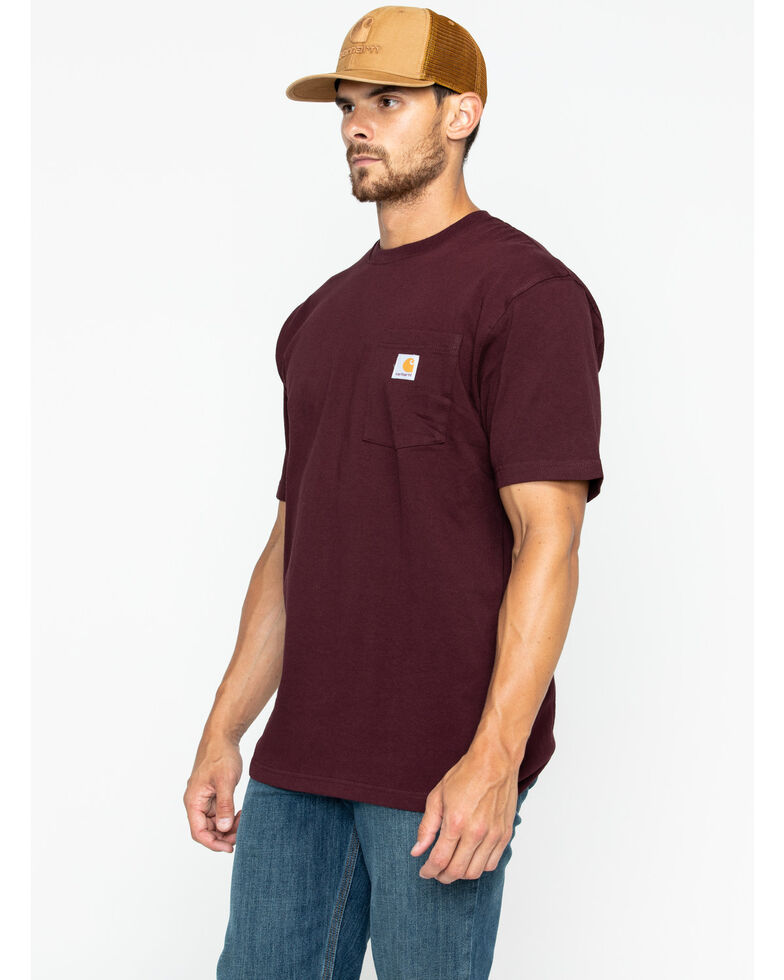 Carhartt Men's Solid Pocket Short Sleeve Work T-Shirt, Port, hi-res