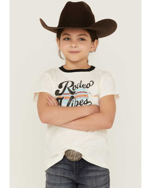 RANK 45 Girls' Rodeo Vibes Short Sleeve Graphic Tee, Ivory, hi-res