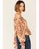 Flying Tomato Women's Boho Print Cold Shoulder Top, Brown, hi-res