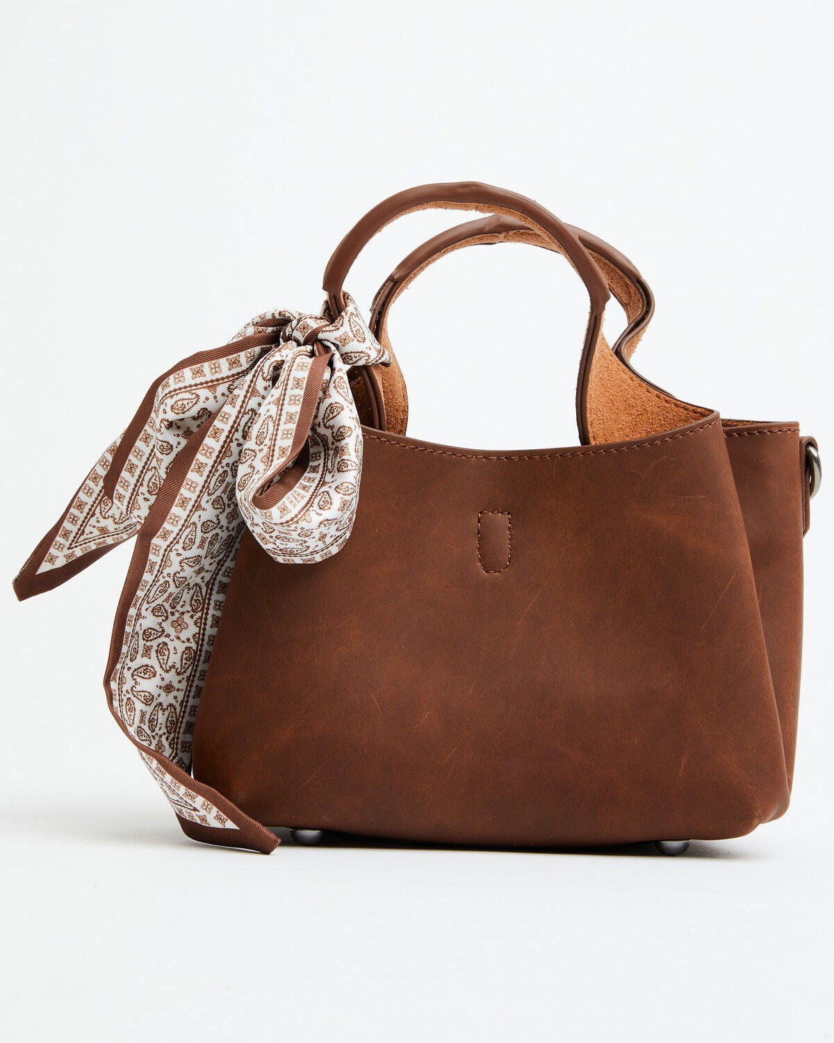 Image #2 - Justin Women's Signature Tiny Tote With Paisley Leather Scarf Crossbody Bag, Brown, hi-res