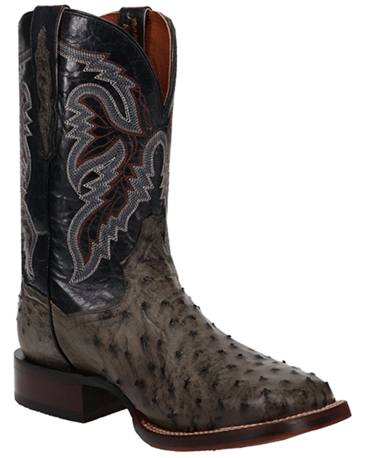 Dan Post Men's Exotic Ostrich Western Boots - Square Toe, Grey, hi-res