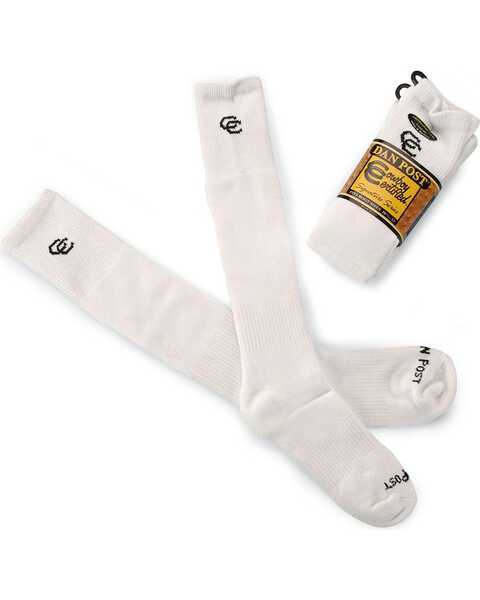 Image #1 - Dan Post Cowboy Certified 2-Pack Over-the-Calf Socks, White, hi-res