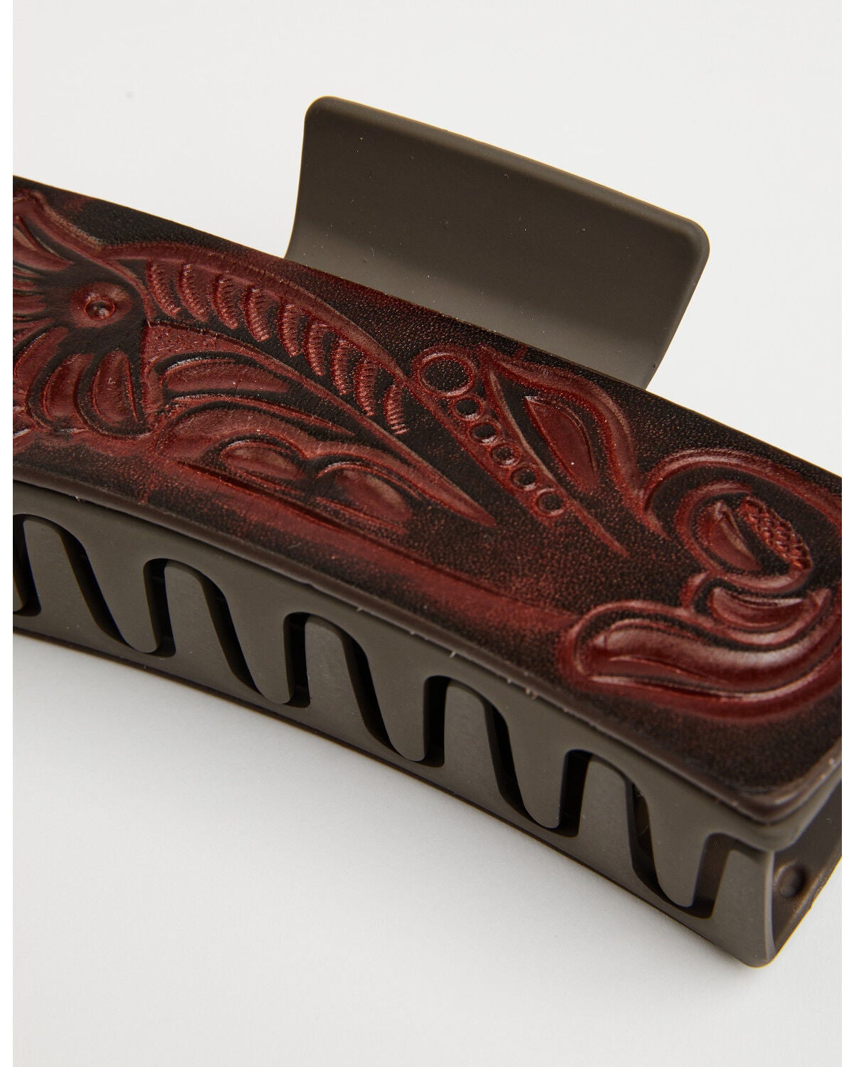 Image #2 - Shyanne Women's Tooled Leather Claw Clip, Brown, hi-res