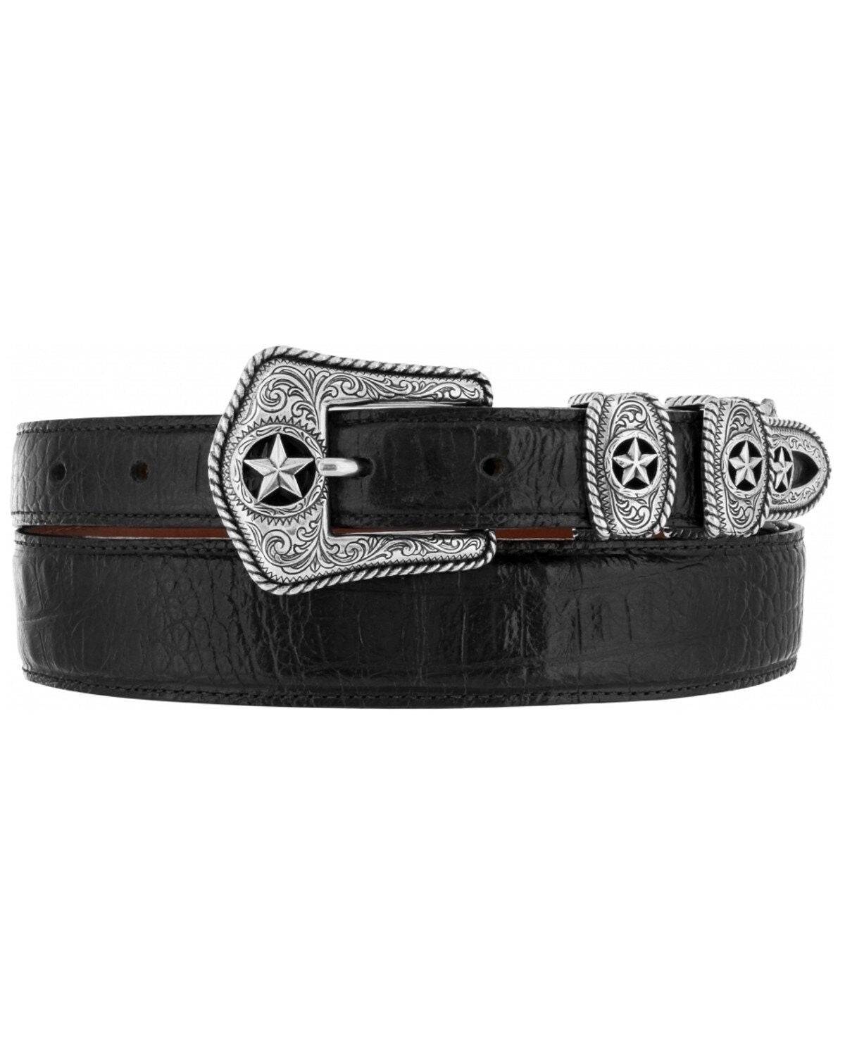 Tony Lama Men's Country Crocodile Print Western Belt, Black, hi-res