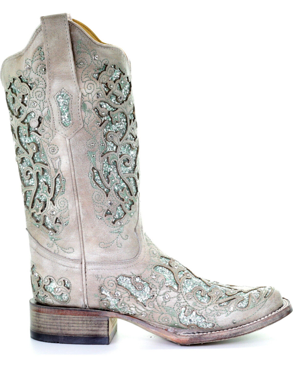 silver glitter cowboy boots
