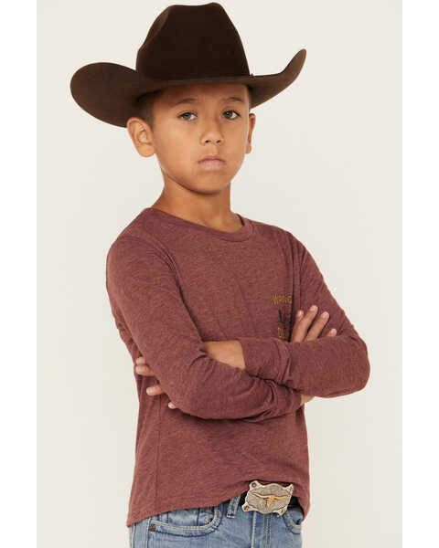 Image #4 - Wrangler Boys' Coyote Den Long Sleeve Graphic T-Shirt, Burgundy, hi-res