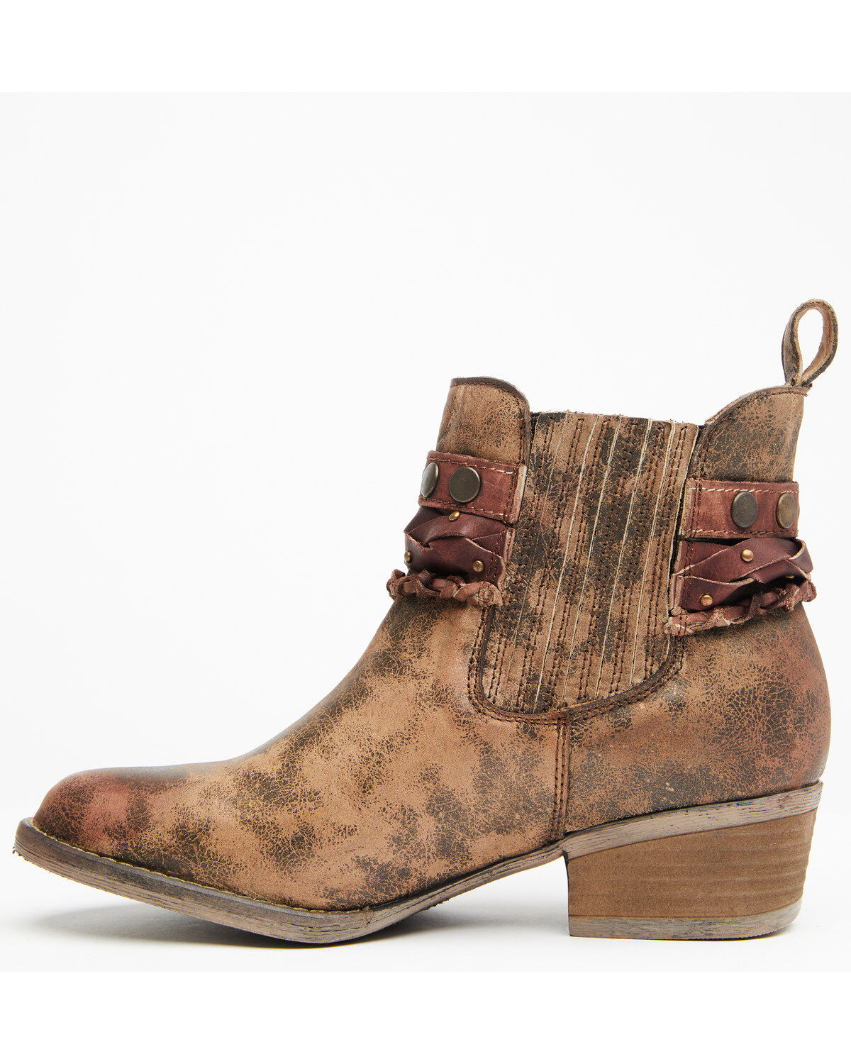 Image #3 - Circle G Women's Harness & Studs Booties - Round Toe, , hi-res