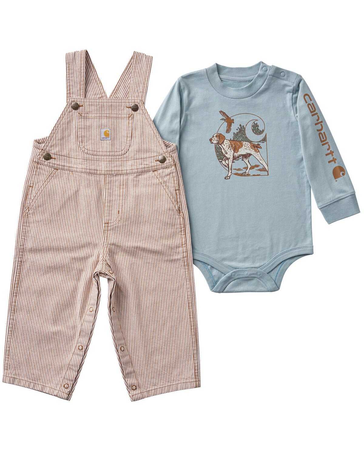 Image #1 - Carhartt Infant Boys' Dog Long Sleeve Onesie and Overall Set - 2 Piece, Multi, hi-res
