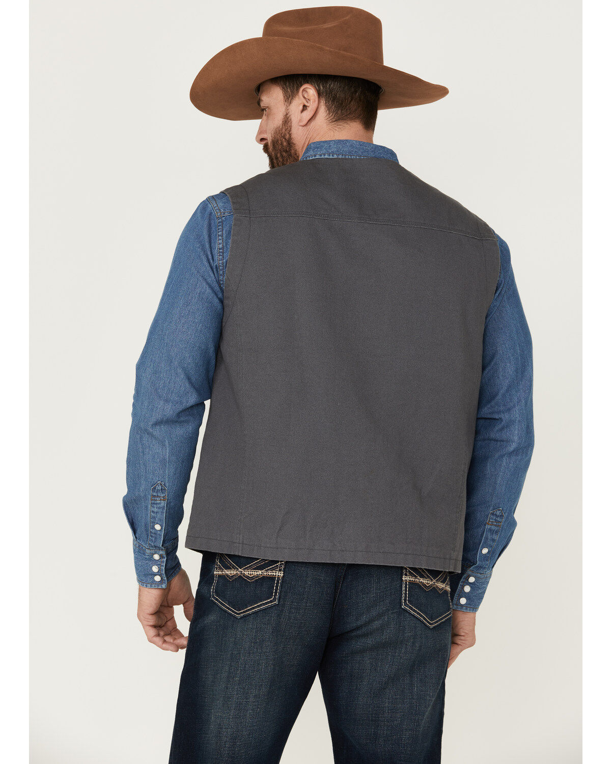 Image #5 - Blue Ranchwear Men's Solid Button-Down Duck Canvas Vest, Charcoal, hi-res