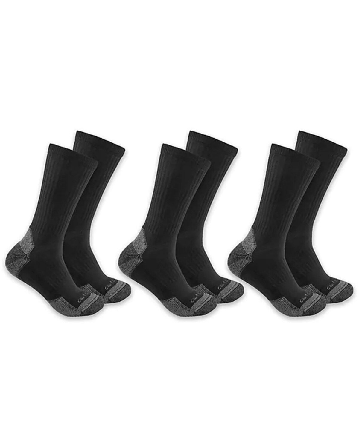Carhartt Men's Midweight Crew Socks - 3-Pack, Black, hi-res