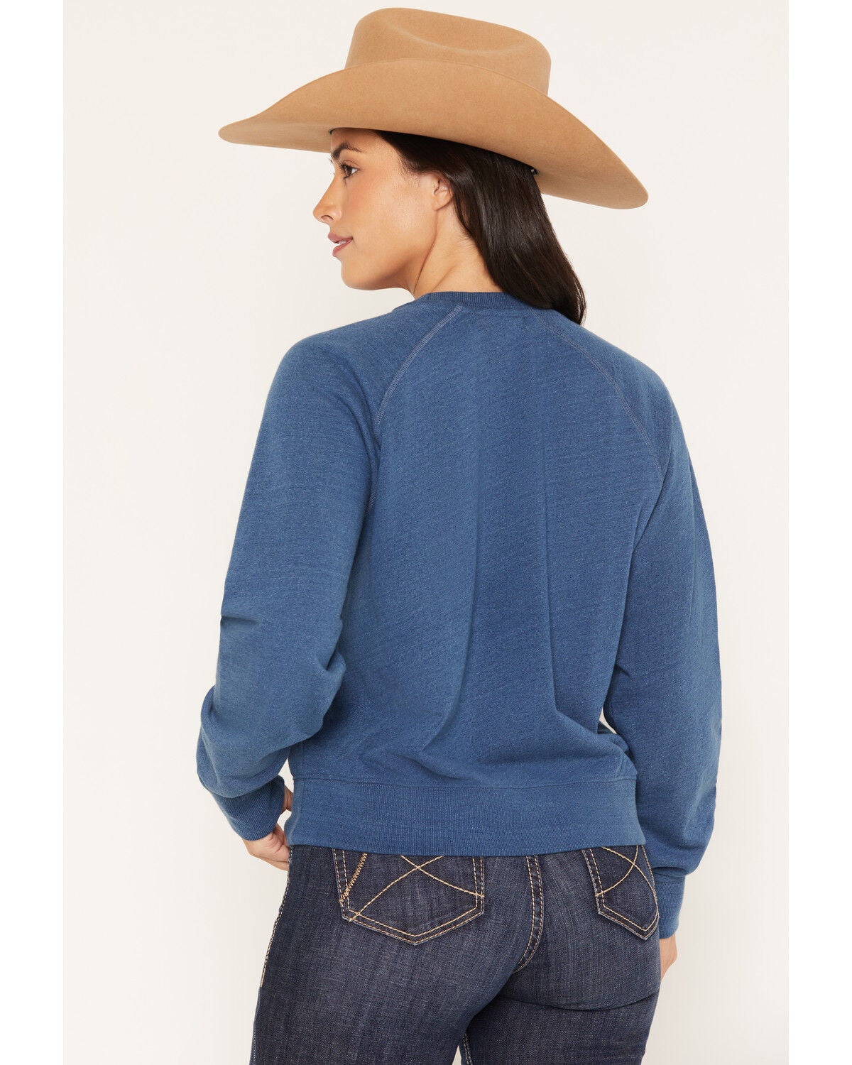 Image #4 - Ariat Women's Boot Barn Exclusive Logo Lace Crewneck, Blue, hi-res