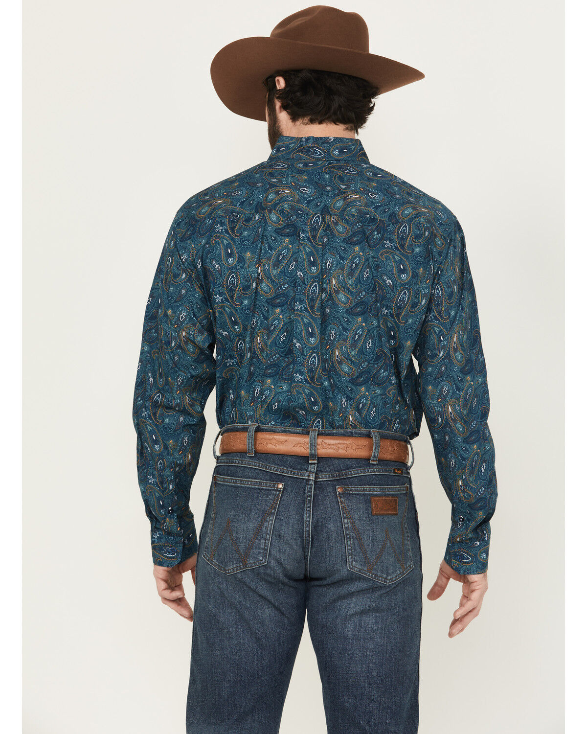 Image #4 - Cinch Men's Paisley Print Long Sleeve Button-Down Western Shirt - Big, Blue, hi-res