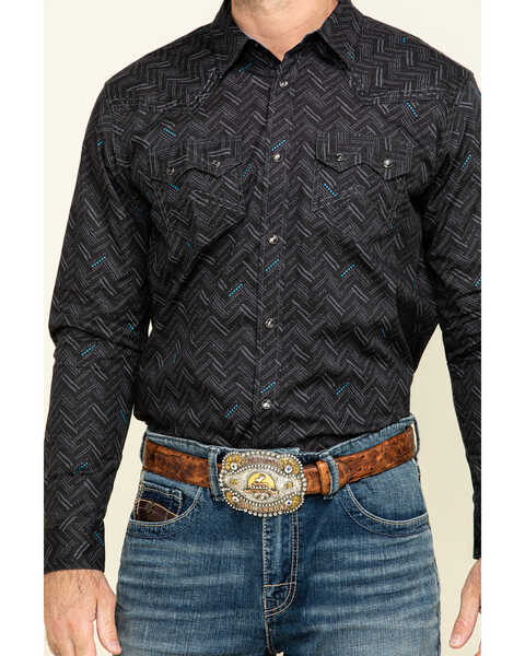 Image #4 - Cody James Men's Mesa Ridge Herringbone Print Long Sleeve Pearl Snap Western Shirt , , hi-res