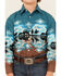 Image #3 - Panhandle Boys' Cowboy Border Print Long Sleeve Snap Western Shirt, Teal, hi-res
