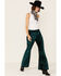 Image #4 - Free People Women's Walk With You Velvet Flare Trousers, Turquoise, hi-res