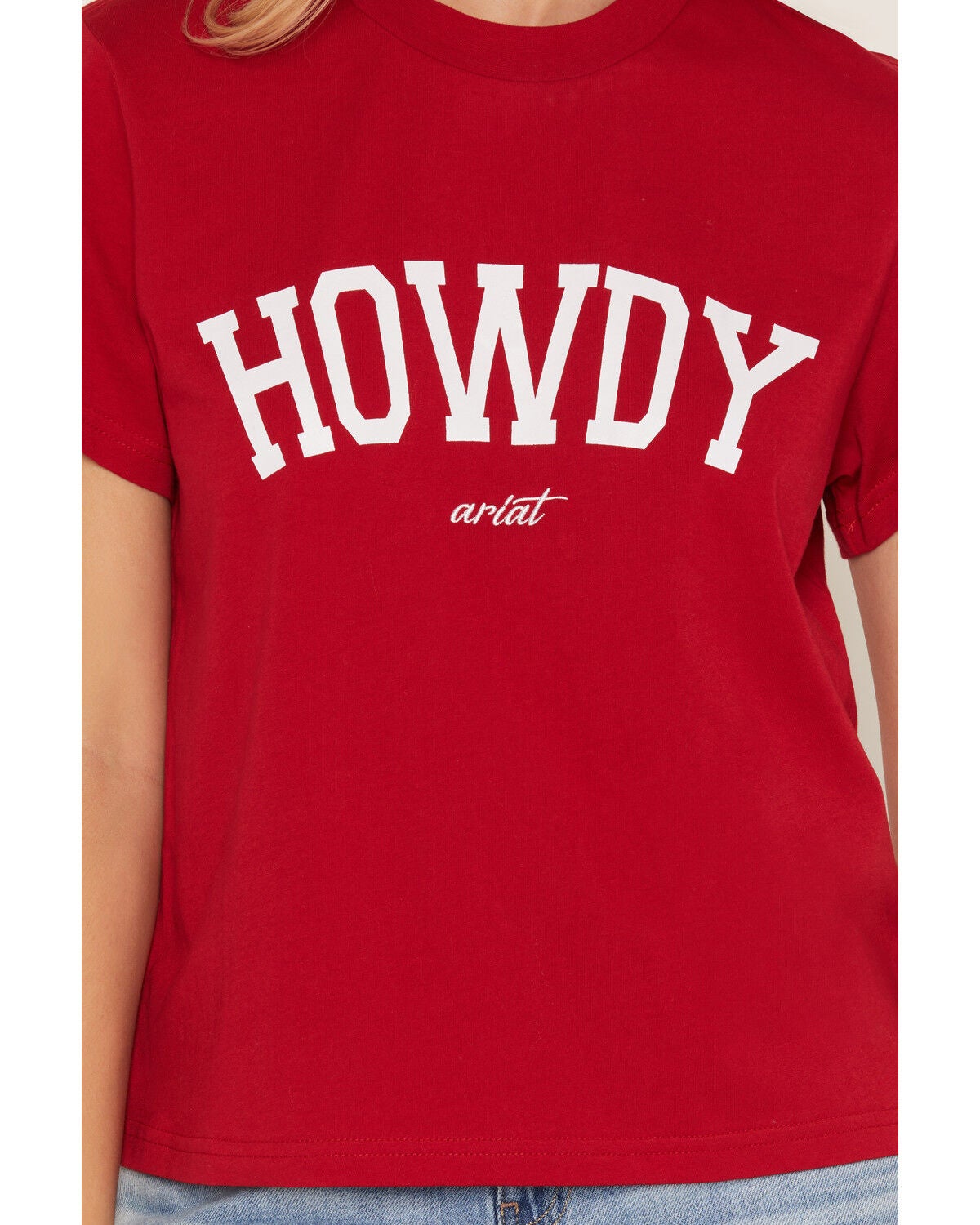 Image #3 - Ariat Women's Collegiate Howdy Short Sleeve Graphic Tee, Red, hi-res