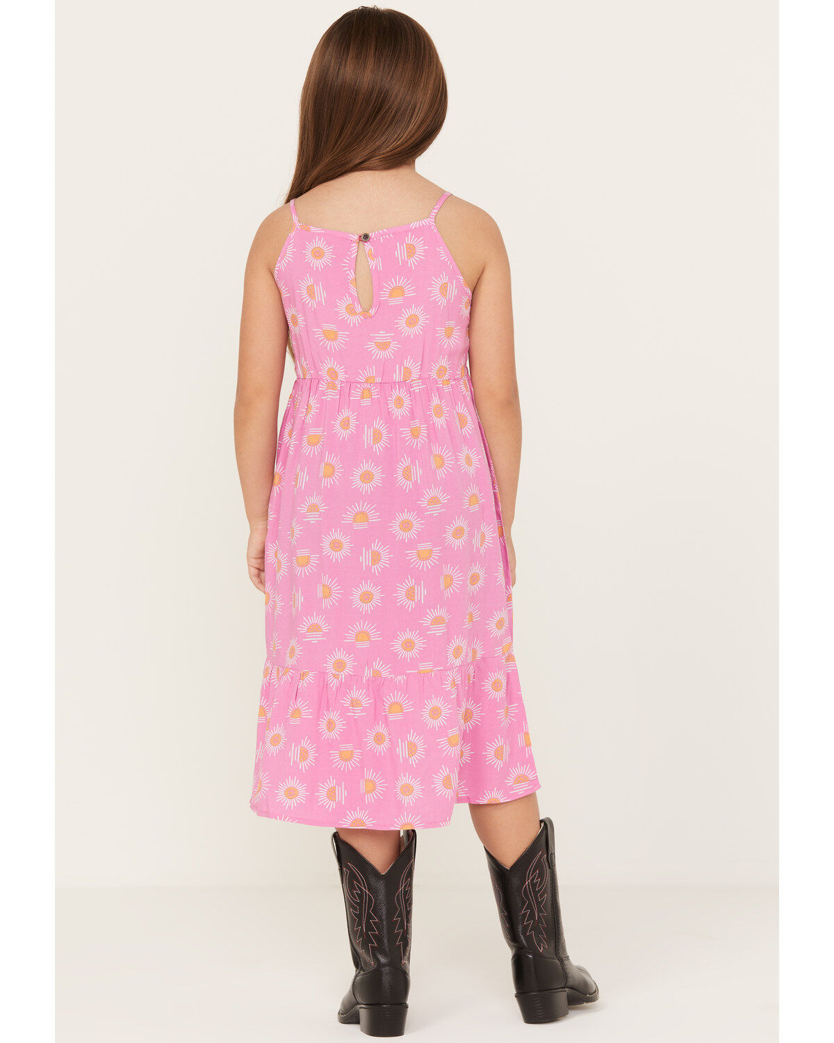 Image #4 - Wrangler Girls' Sunburst Print Sleeveless Midi Dress, Pink, hi-res