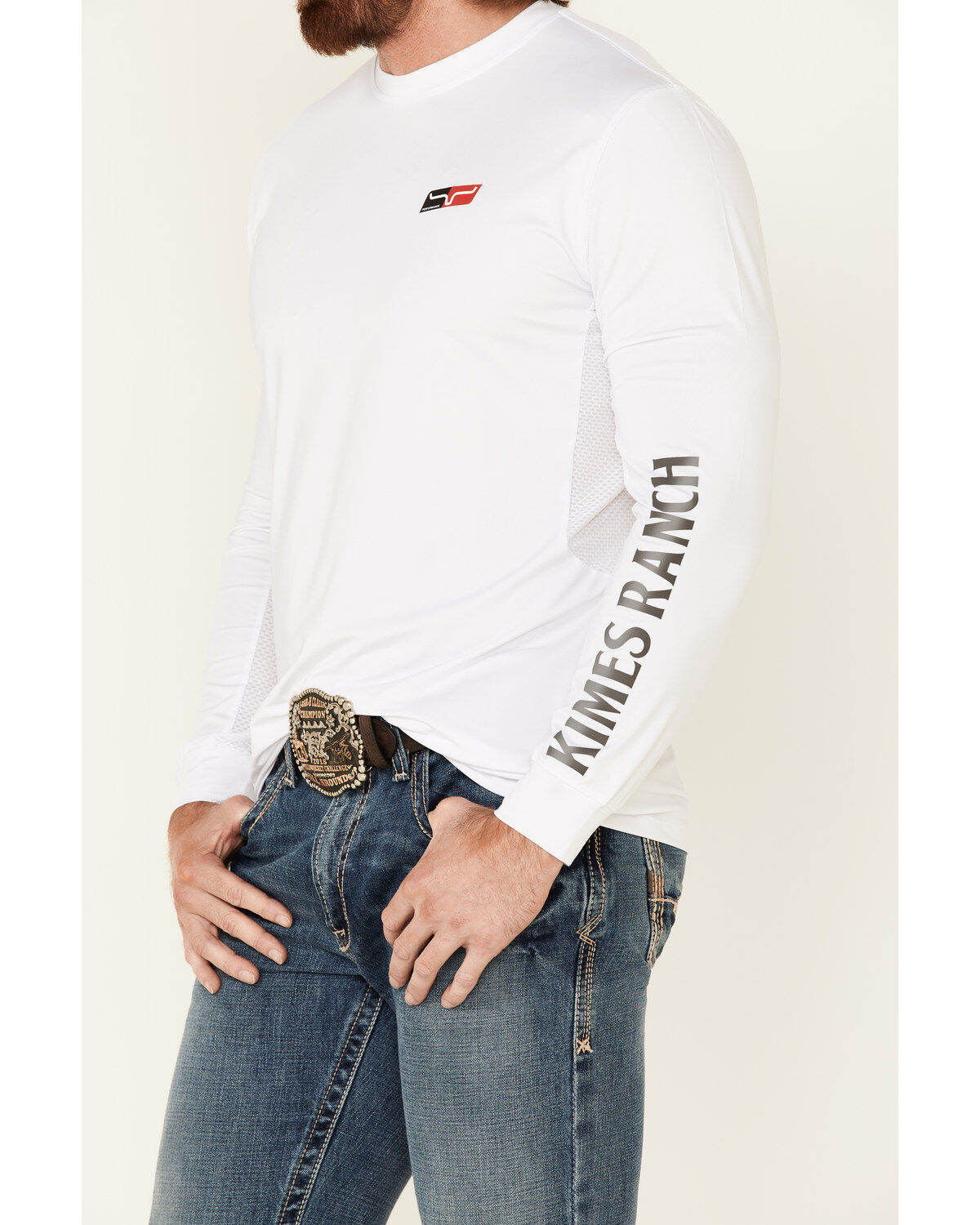 Image #3 - Kimes Ranch Men's White KR2 Performance Logo Long Sleeve T-Shirt, , hi-res