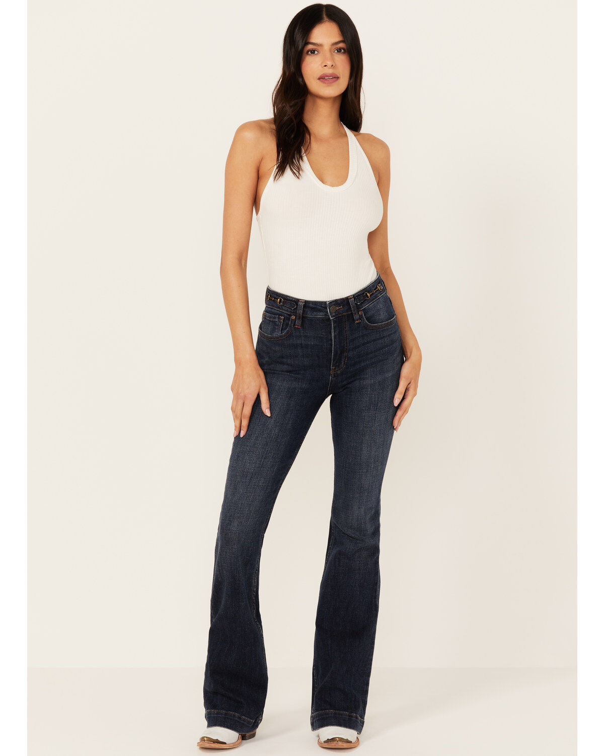 Image #1 - Idyllwind Women's Hermosa Dark Wash High Rise Bootcut Horsebit Comfort Stretch Denim Jeans, Dark Wash, hi-res