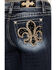Image #2 - Miss Me Women's Dark Wash Mid Rise Fleur de Lis Bootcut Stretch Denim Jeans, , hi-res
