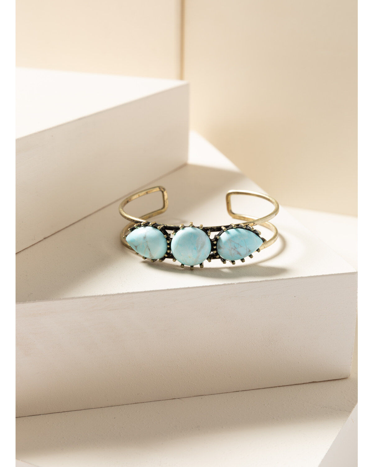 Image #2 - Shyanne Women's Gilded Gold Turquoise Stone Cuff, Gold, hi-res
