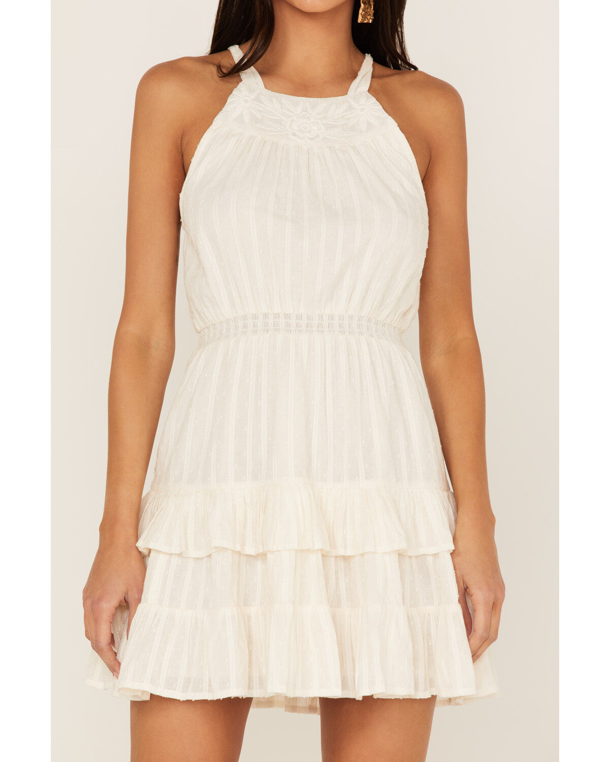 Image #3 - Shyanne Women's Swiss Dot Embroidered Halter Neck Dress, , hi-res