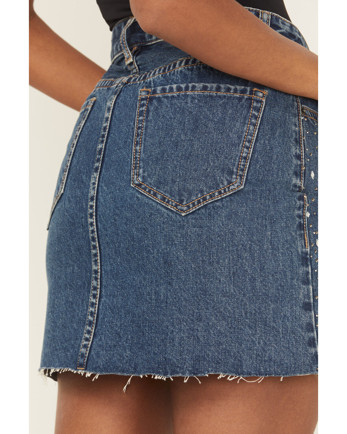 Rock & Roll Denim Women's Medium Wash Embellished Denim Mini