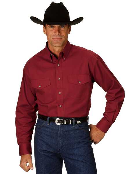 Image #1 - Wrangler Men's Painted Desert Solid Twill Long Sleeve Western Shirt, , hi-res