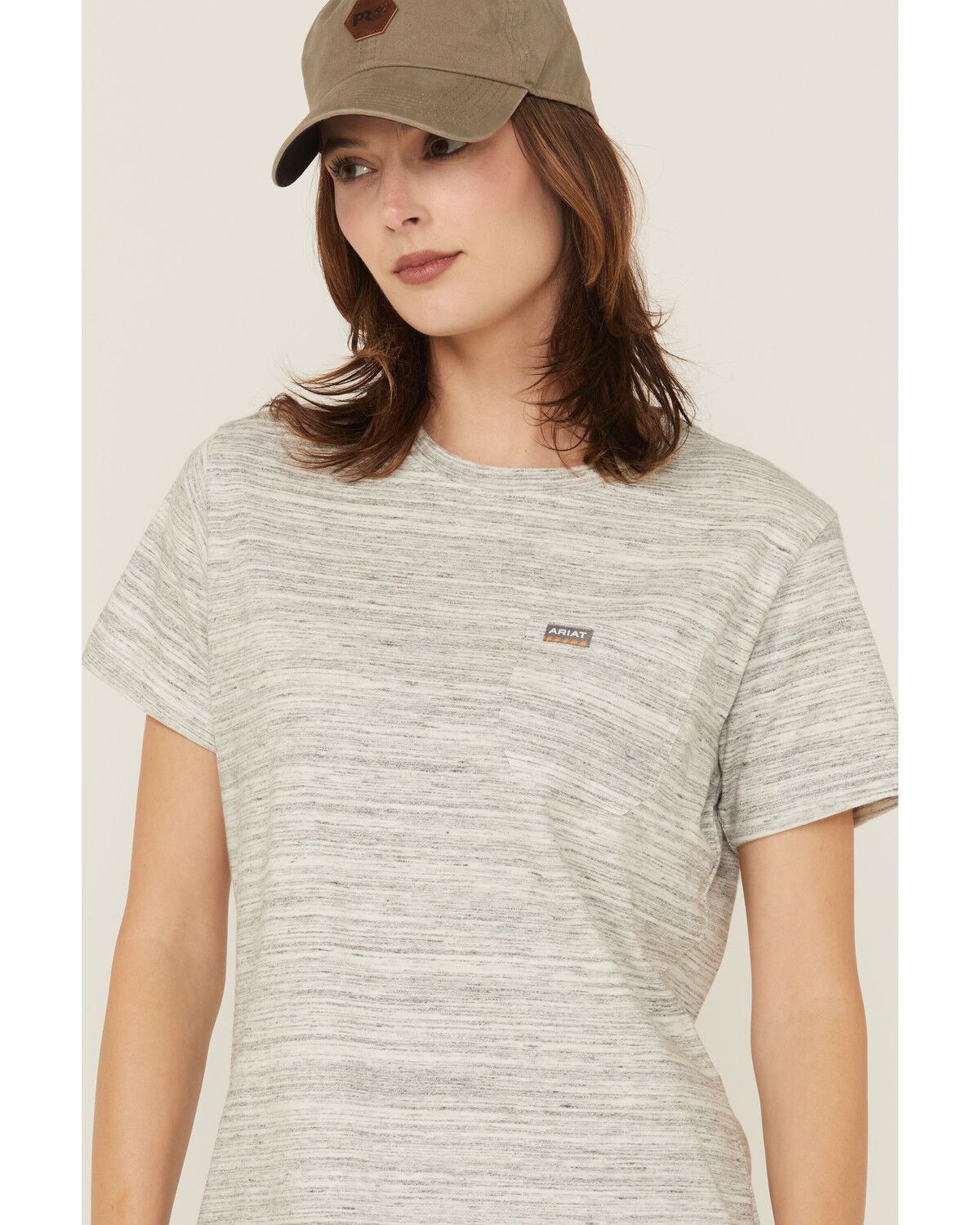 Image #2 - Ariat Women's Rebar Cotton Strong Space Dyed Short Sleeve Work Tee, Grey, hi-res