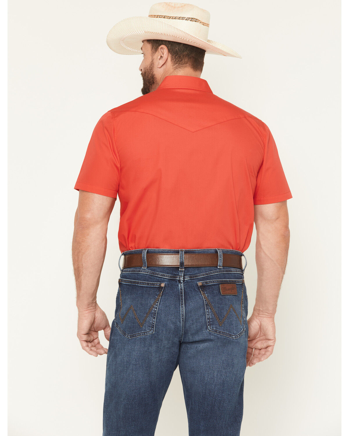 Image #4 - Gibson Trading Co Men's Solid Short Sleeve Snap Stretch Western Shirt, Red, hi-res
